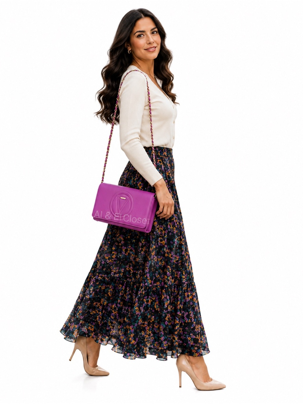 Valentino by Mario Valentino Lena Signature Pink Leather Crossbody Bag NWT